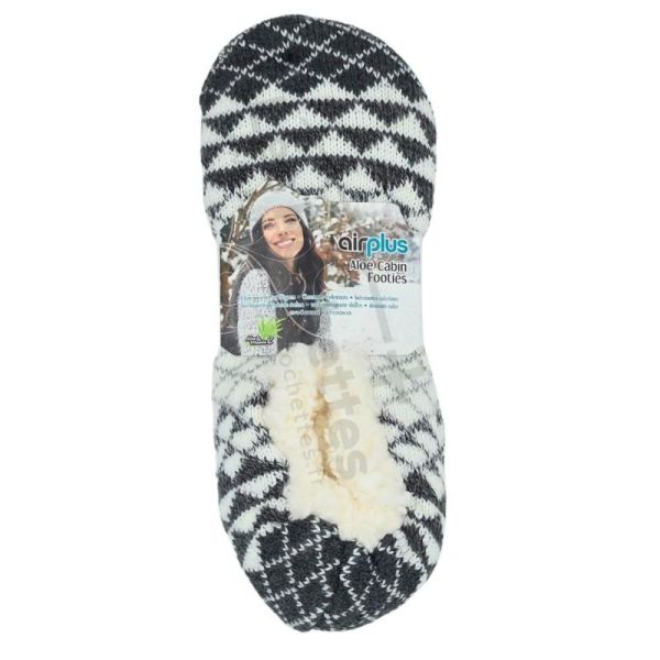 AirPlus Aloe Cabin Chaussons Hydratants Femme Gris Foncé - Pointure 28-36