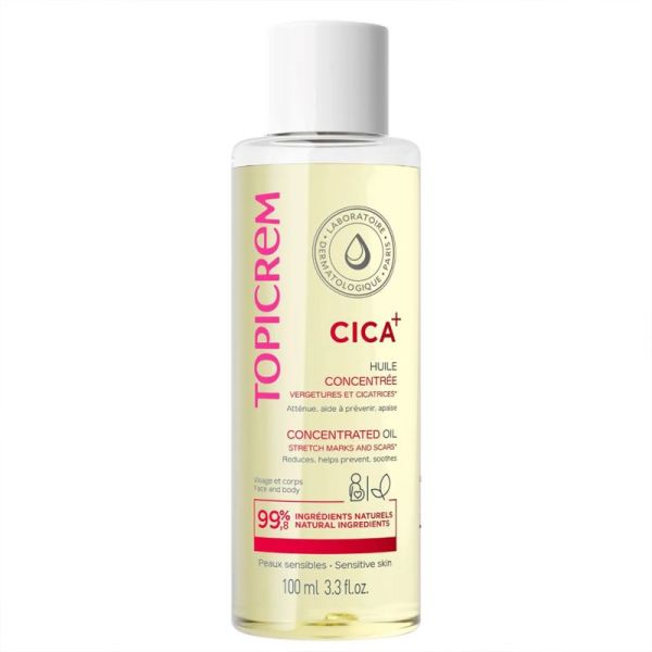 Topicrem CICA+ Huile Concentrée Vergetures et Cicatrices 100ml – Atténuation et confort cutané