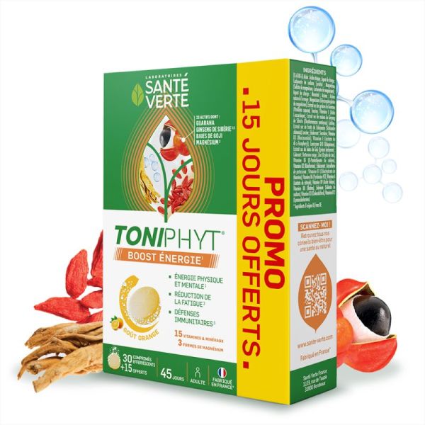 Santé Verte Toniphyt Boost Énergie 30 comprimés + 15 OFFERTS – Énergie et vitalité