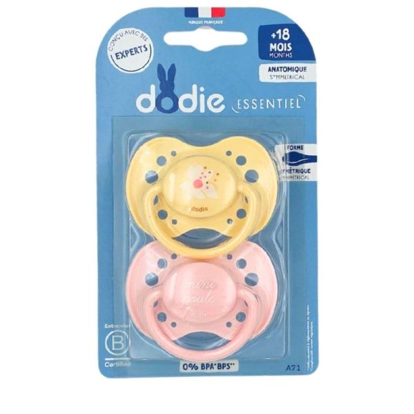 Dodie 2 Sucettes Anatomiques Silicone - 18 Mois et + - Coloris Aléatoire
