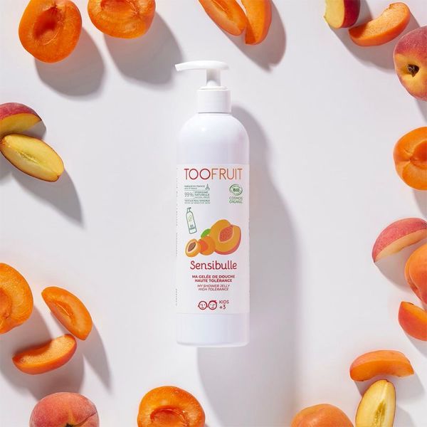 Toofruit Sensibulle Gelée de Douche - 400ml - Abricot-Pêche - Nettoie la peau sensible des enfants