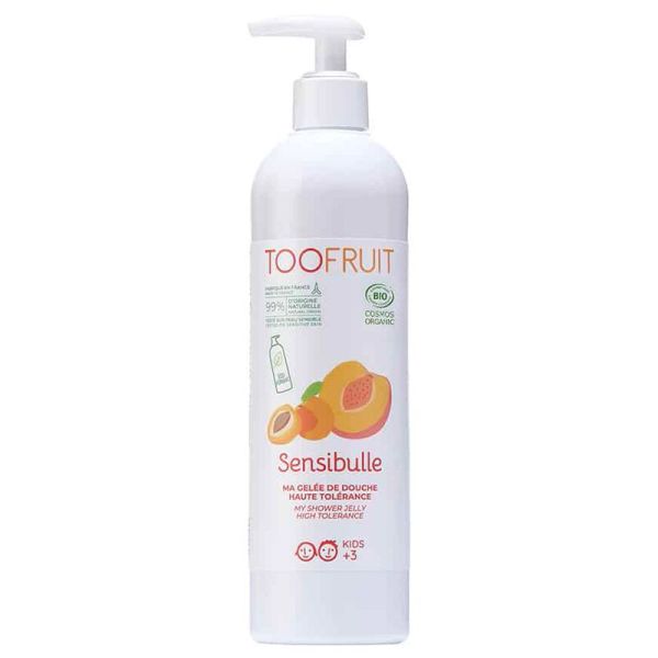 Toofruit Sensibulle Gelée de Douche - 400ml - Abricot-Pêche - Nettoie la peau sensible des enfants