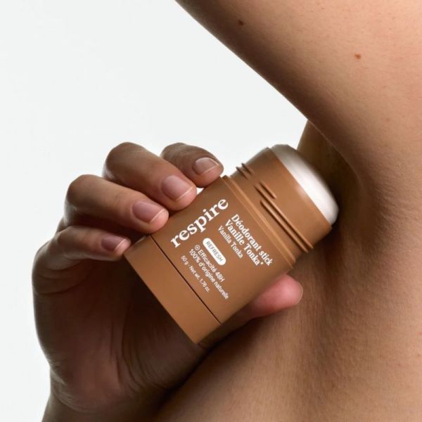 Respire Déodorant Stick Vanille Tonka 50g - Efficacité 48h naturelle et emballage zéro plastique