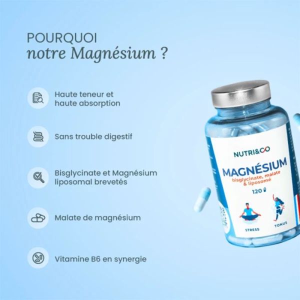 Nutri&Co Magnésium B6 240 Gélules – Énergie, anti-fatigue et système nerveux