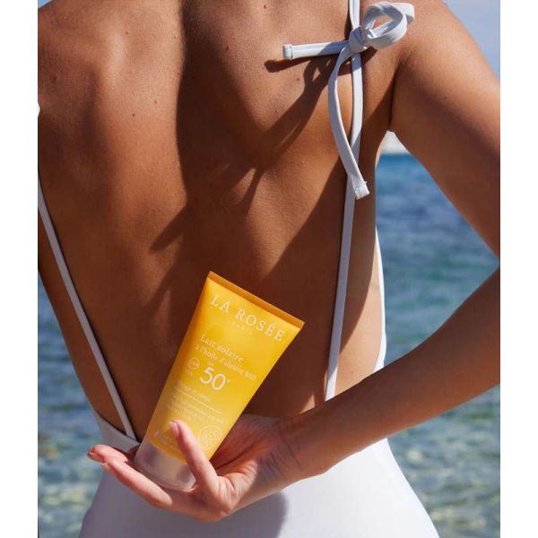 La Rosée Lait Solaire à l'Huile d'Abricot Bio SPF50+ 150ml - Protection solaire visage et corps, protège, hydrate, sublime