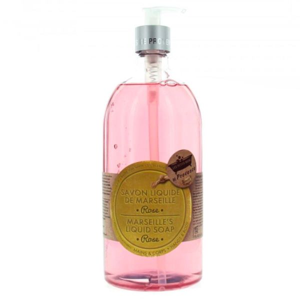 Les Petits Bains de Provence Savon Liquide de Marseille Rose - 1 Litre