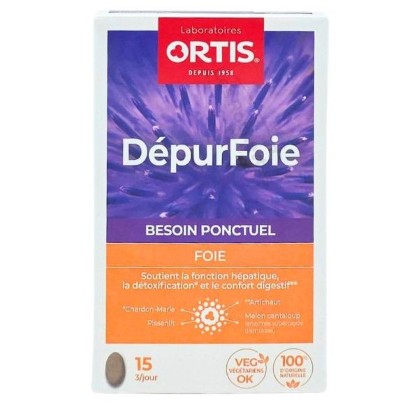 Ortis DépurFoie Besoin ponctuel - 15 comprimés - Soutien hépatique, détoxification et confort digestif