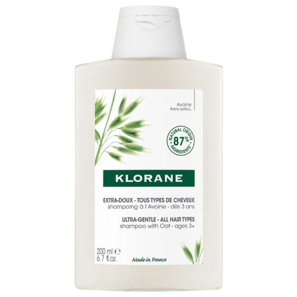 Klorane Shampoing Extra‑Doux au Lait d'Avoine Tous Types de Cheveux - 200ml