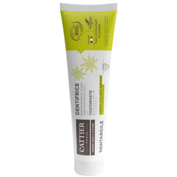 Cattier Dentargile Dentifrice Anti-Plaque Dentaire Bio 75ml Anis – Reminéralisant et tonifiant