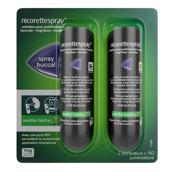 Nicorette Spray 1 mg Menthe Fraîche - 2 x 150 pulvérisations