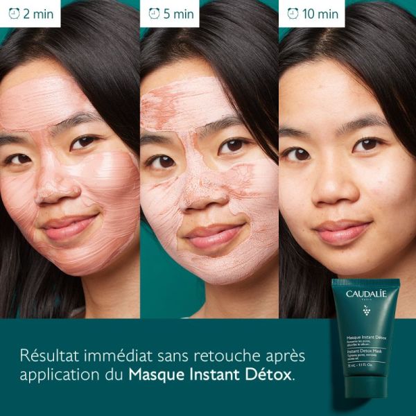 Caudalie Vinergetic C+ Masque Instant Detox - 35ml - Purifie, resserre les pores et ravive l’éclat