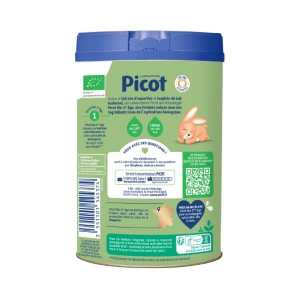 Picot Bio 1er âge 0-6 mois 800 g - Formule biologique sans huile de palme pour nourrissons