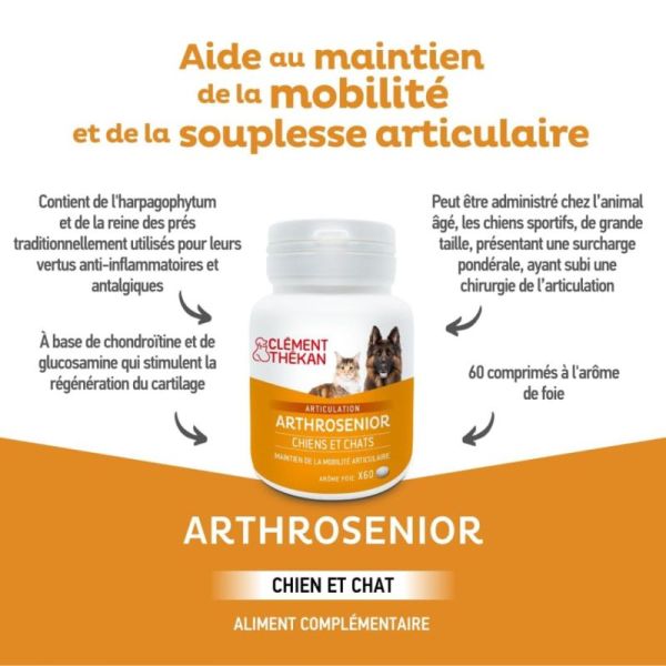 Clément Thékan Arthrosenior Articulations Chien et Chat - 60 comprimés