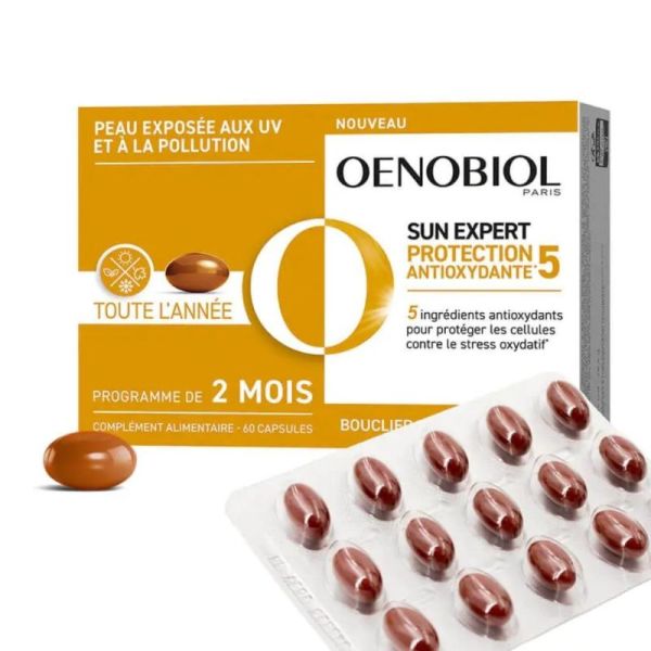 Oenobiol - Sun expert Protection antioxydante 5 - Complément alimentaire - Programme de 2 mois - 2x60 capsules