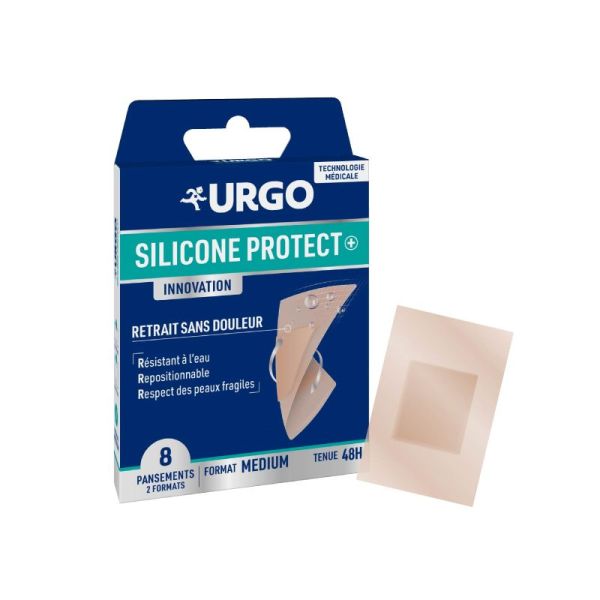 Urgo Silicone Protect + -  8 Pansements prédécoupés format médium - Tenue 48h