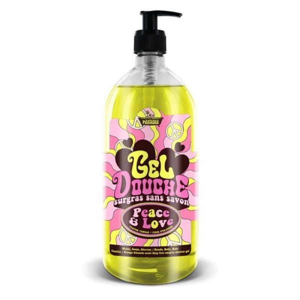 Les Petits Bains de Provence Gel Douche Surgras Vanille Fleur d'Oranger Peace and Love - 1L