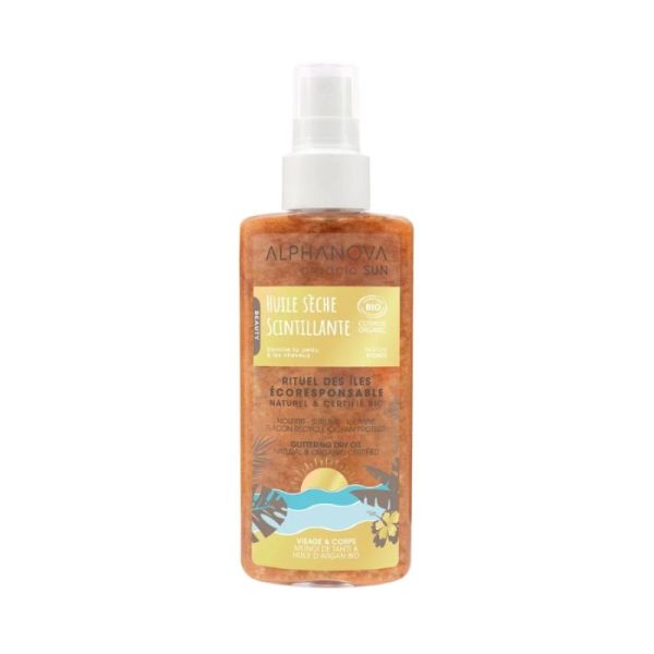 Alphanova Huile Sèche Scintillante Après-Soleil au Monoï de Tahiti - 125ml