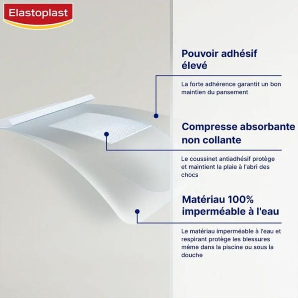 Elastoplast Pansements Waterproof - 40 pansements - Protège les petites plaies, même sous l’eau