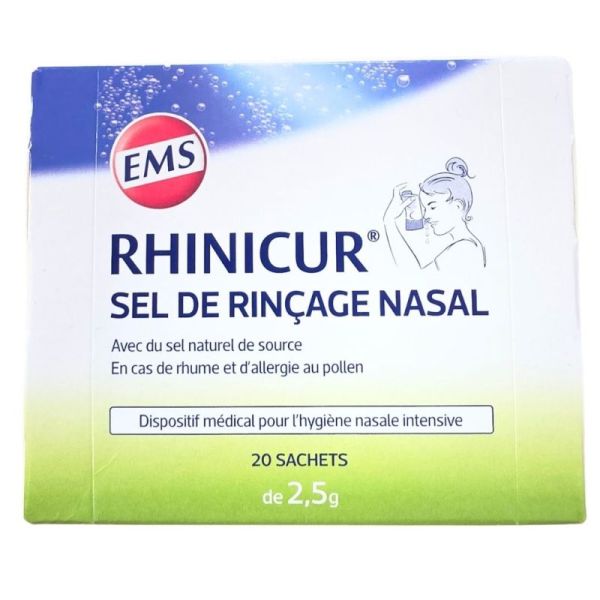EMS Rhinicur Sel de Rinçage Nasal 20 sachets de 2,5 g - Hygiène nasale intensive lors d'un rhume