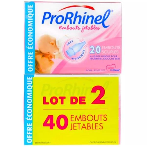 Prorhinel Embouts Jetables Mouche Bébé - 40 embouts - Hygiène et confort pour le nez de bébé