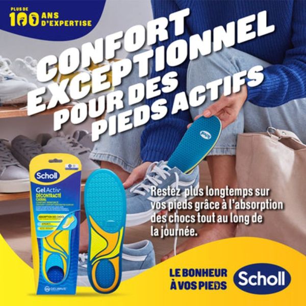 Scholl Semelles GelActiv Décontractées Taille 40-46,5 1 Paire – Confort pieds actifs