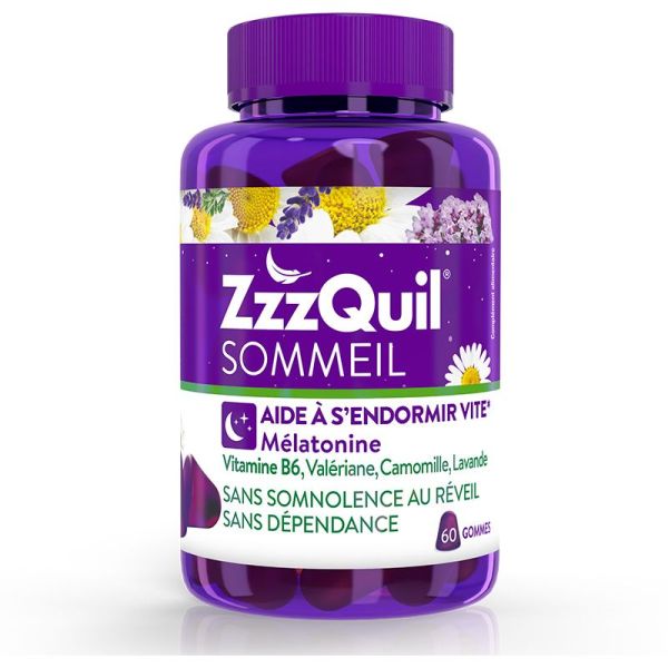 ZzzQuil 60 Gummies Arôme Fruits des Bois - Complément alimentaire pour le sommeil, aide à s'endormir vite