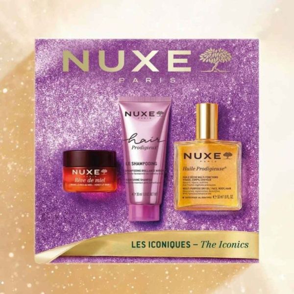 Nuxe Coffret Noël Les Iconiques 3 soins - Rituel de beauté complet pour visage, corps, cheveux et lèvres