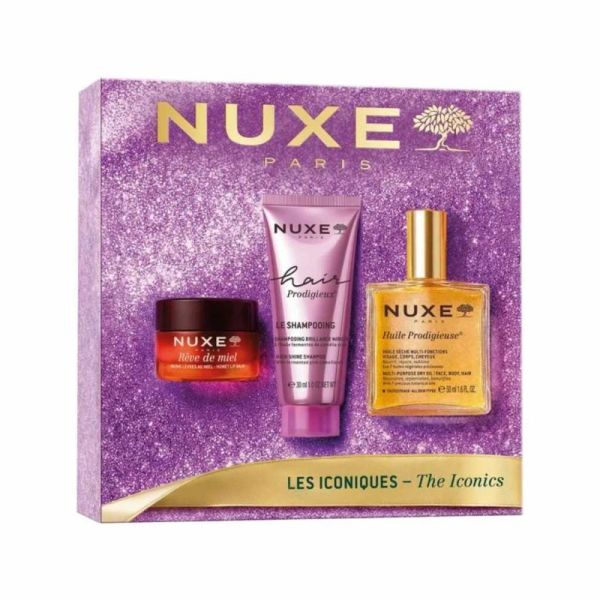 Nuxe Coffret Noël Les Iconiques 3 soins - Rituel de beauté complet pour visage, corps, cheveux et lèvres