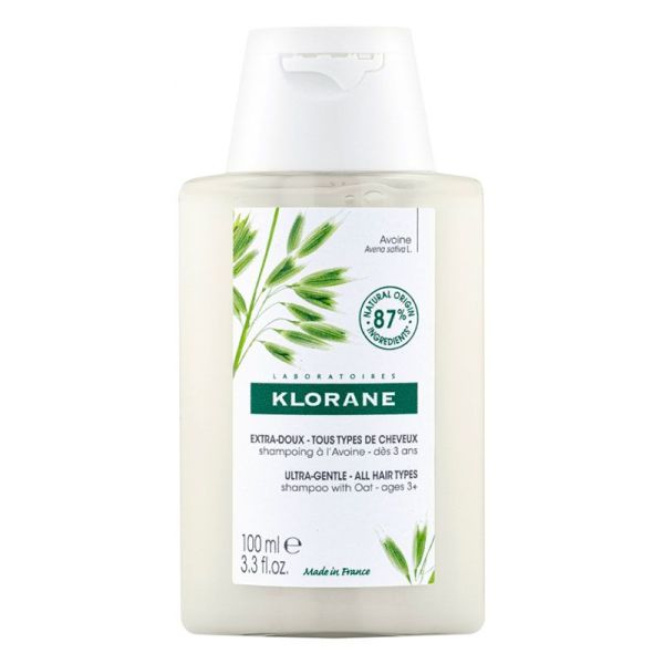 Klorane Extra-Doux - Shampoing à l'Avoine - Tous Types de Cheveux - Dès 3 ans - 100 ml