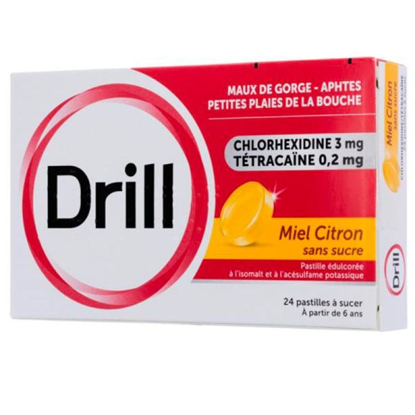 Drill Pastilles Sans Sucre - 36 pastilles - Miel/Citron