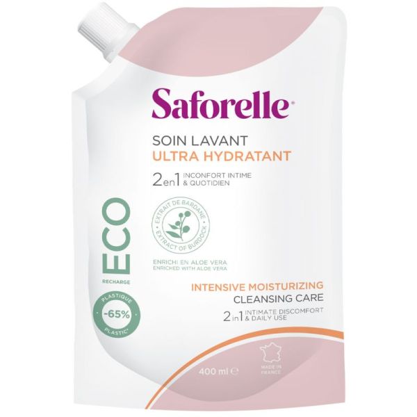 Saforelle Soin Lavant Ultra Hydratant Recharge 400 ml - Hygiène intime et corporelle peaux sèches et sensibles