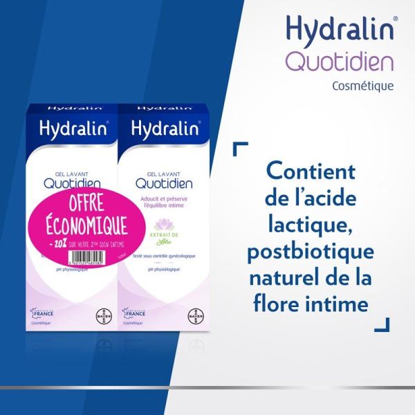 Hydralin Quotidien Gel Lavant Intime - Lot de 2 x 200 ml - Douceur & Protection