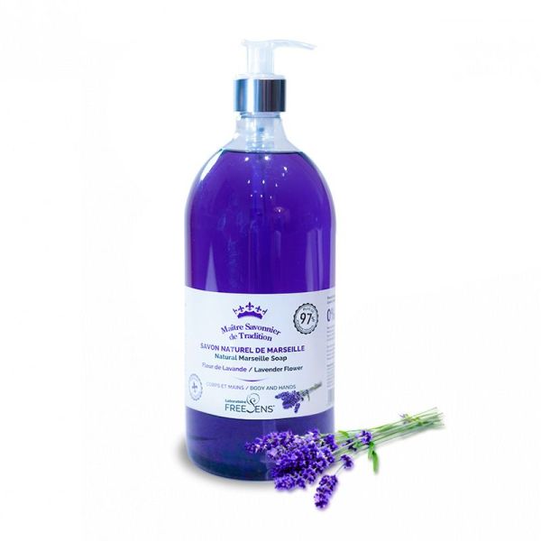 Freesens Savon Liquide Naturel de Marseille à la Fleur de Lavande - 1L