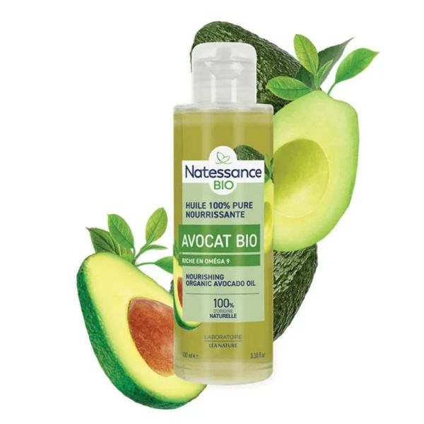 Natessance Huile d'Avocat BIO Flacon de 100ml - Nourrit et apporte des oméga 9