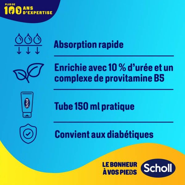 Scholl Crème Réparatrice Intense - 150 ml - Réparation des pieds très secs et abîmés