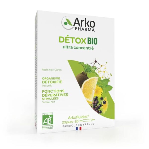 Arkofluides Détox Bio - 20 Ampoules + 10 Ampoules Offertes