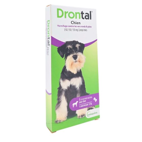 Drontal Chien - Vermifuge vers ronds et plats - 6 comprimés sécables