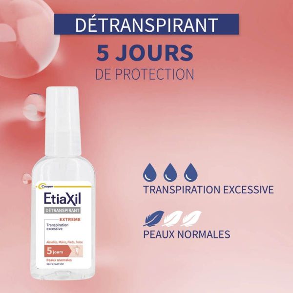 Etiaxil Spray Déodorant Détranspirant Aisselles Mains Pieds Torse - 30ml - Anti-transpirant extrême