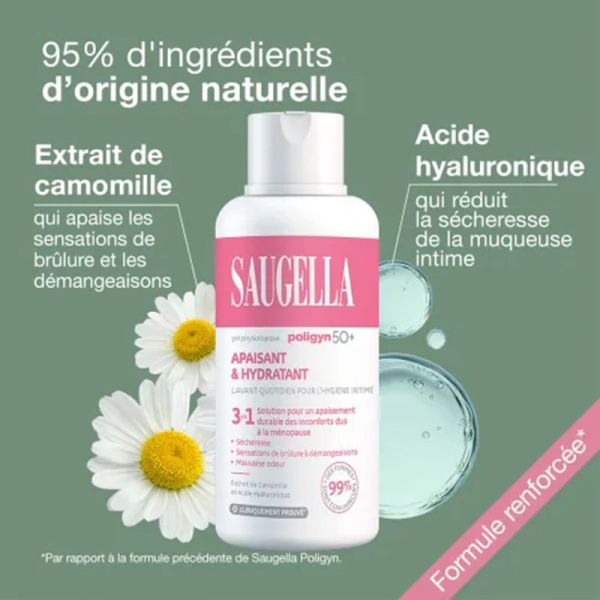 Saugella Poligyn 50+ Soin Lavant Intime Apaisant 250ml – Confort ménopause