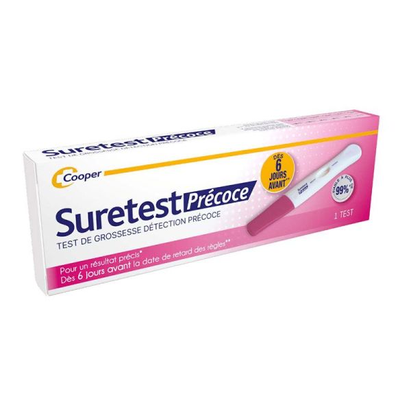 Suretest Test de Grossesse Précoce - Détection Rapide - 6 jours avant Retard des Règles - 1 test