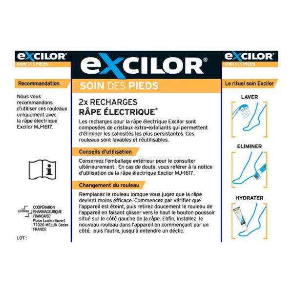 Excilor Soin 2 Recharges Râpe - 2 recharges - Élimination des callosités persistantes