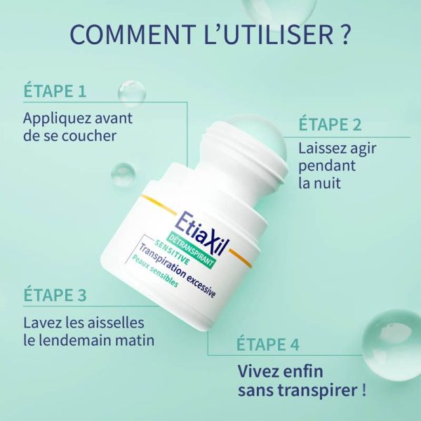Etiaxil Détranspirant Peaux Sensibles Roll-On 15ml - Transpiration excessive des aisselles
