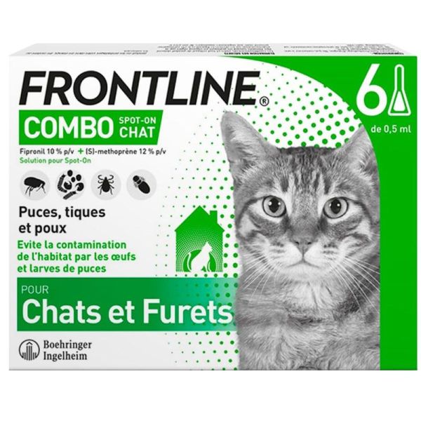 Frontline Combo Chats et Furets 6 Pipettes - Anti-puces, tiques et poux