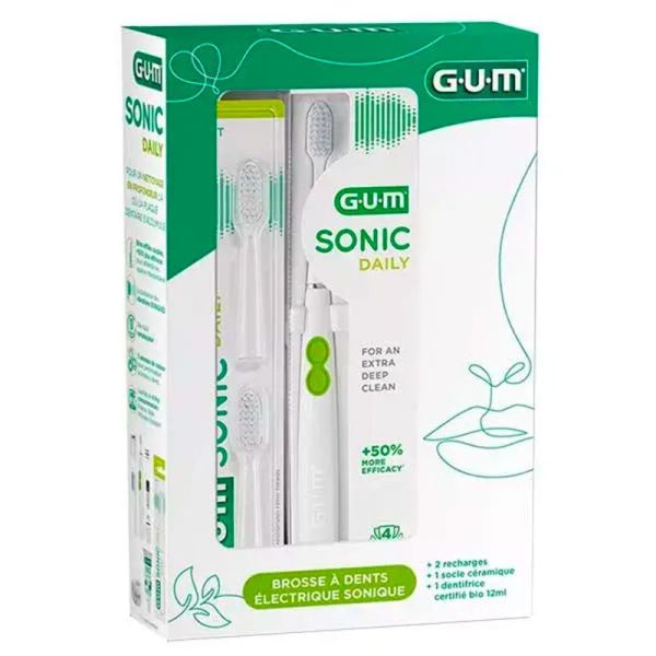 Gum Coffret Sonic Daily White - Coffret Brosse à Dents - 1 kit