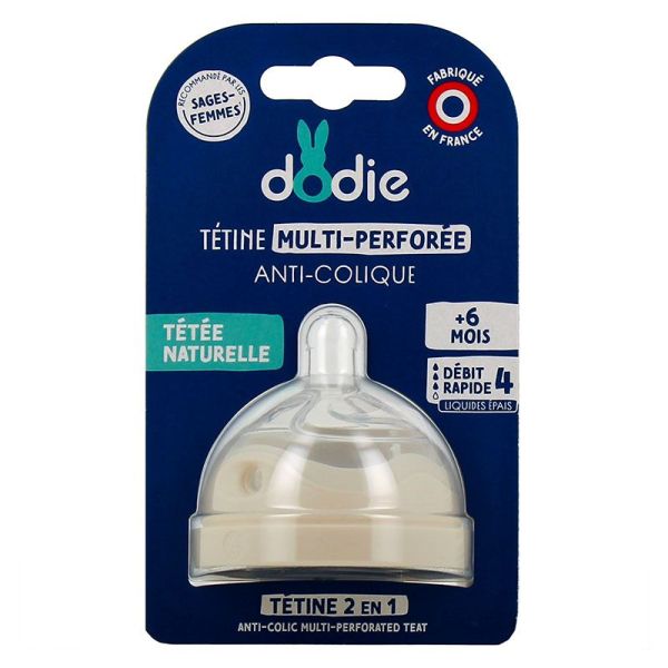 Dodie Tétine de Rechange Multi-Perforée - Anti-Colique - Débit Rapide - Liquide Épais - +6 mois