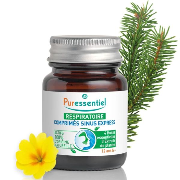 Puressentiel Respiratoire Sinus Express x15 Comprimés – Libère la respiration, apaise les sinus frontaux et maxillaires