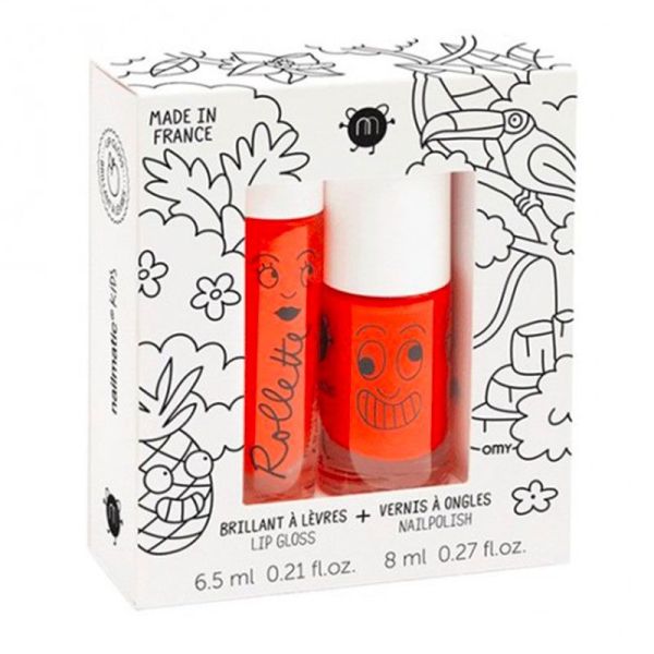 Nailmatic Coffret Tropical - Vernis Orange Dori + Brillant à Lèvres à la Pêche