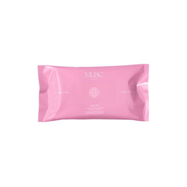 Musc Intime Sakura Lingettes Intimes x30 - 98% d'origine naturelle pour la fraîcheur intime au quotidien