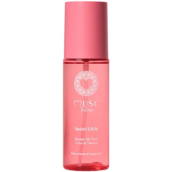 Musc Intime Brume All Over Corps & Cheveux au Sweet Litchi Flacon 100 ml – Voile fruité et hydratation