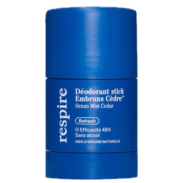 Respire Déodorant Stick Efficacité 48h Bio - 50 g - Embruns Cèdre - Protection 48h naturelle